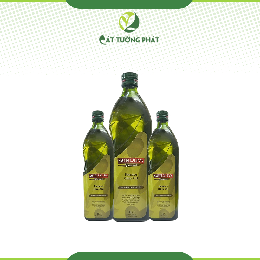 Dầu Oliu Pomace Mueloliva 1L NK Tây Ban Nha - Pomace Olive Oil 1L Chai Thuỷ Tinh